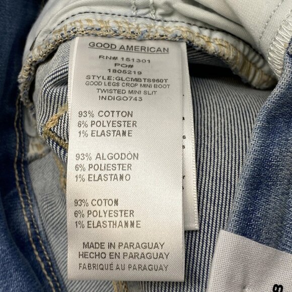 NEW GOOD AMERICANS Good Legs Crop Mini Boot Jeans – Light Blue Soft Tech – 10 - Picture 5 of 10